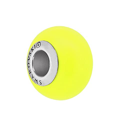 1 stk SWAROVSKI BeCharmed Pearl 5890 Charm big hole bead, 14 mm Neon Yellow Crystal Pearl, Steel (Swarovski BECHARMED Pearl 5890 Charme große Lochperle Neon Gelb) von Bohemia Crystal Valley