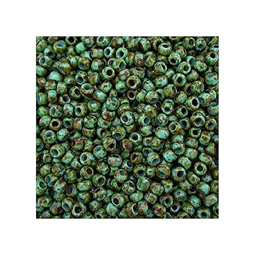 10 g TOHO Round Seed Beads Rocailles, size 8/0, Hybrid Turquoise Picasso (# Y307), Japan, Glass von Bohemia Crystal Valley