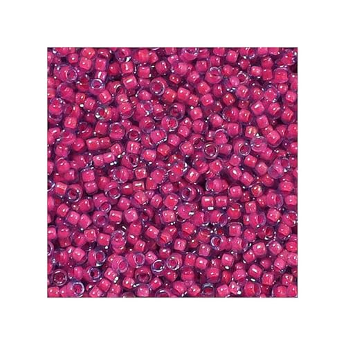 10 g TOHO Round Seed Beads Rocailles, size 8/0, Luminous Lt Sapphire Neon Pink Lined (# 980), Japan, Glass von Bohemia Crystal Valley