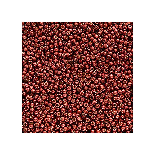 10 g Rocailles TOHO seed beads, 8/0 (3 mm) Permanent Finish Galvanized Brick Red (#pfbr) (Rocailles Toho Samenperlen Rot metallisch) von Bohemia Crystal Valley