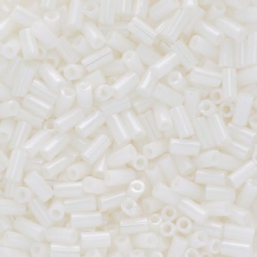 10 g TOHO Bugles beads Japan 3 x 1.3 mm opaque lustered white 121 von Bohemia Crystal Valley