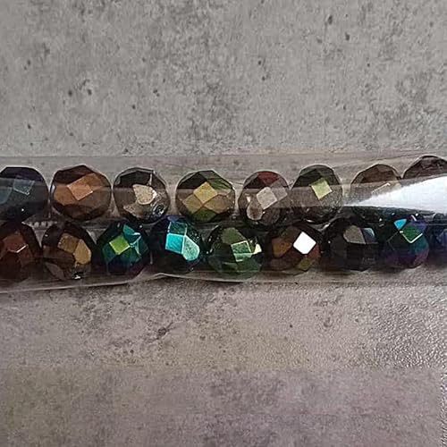 10 grams (approx. 18 pcs) Faceted Round Fire Polished Beads, 8 x 8 mm, Iris Mixed Colors (iris-mix), Glass, Czech Republic von Bohemia Crystal Valley