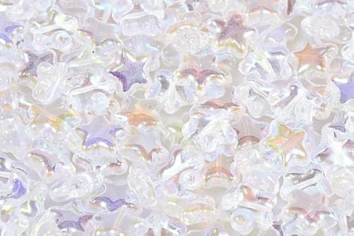 10pcs Flache Sternperlen 12 mm, Kristall AB (30-28701), Böhmisches Kristall Glas, Tschechien 11130380 Flat Star Beads von Bohemia Crystal Valley