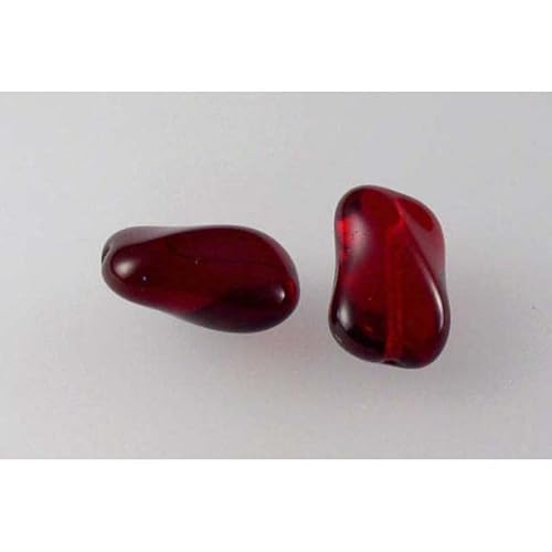 10pcs Gedrückte Perlen verdrehte Rechteck 15 x 10 mm, Transparent rot (90100), Böhmisches Kristall Glas, Tschechien 11130370 Pressed Beads Twisted Rectangle von Bohemia Crystal Valley