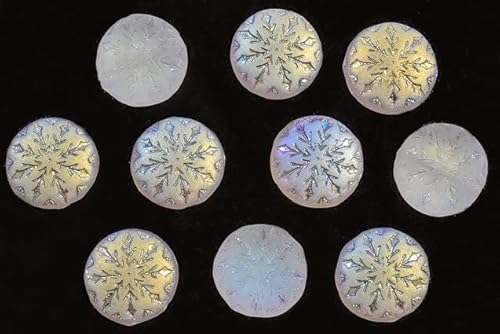 10pcs Perlen mit Snowflake Design 2 11 mm, Kristallkristall Matt AB (30-28771), Böhmisches Kristall Glas, Tschechien 11109040 Beads with Snowflake design 2 von Bohemia Crystal Valley