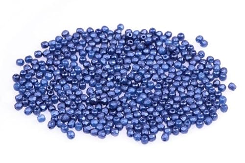 120pcs Feuerpolierte facettierte Perlen rund 2 mm, Kreide weißes Benzin (3000-25033), Böhmisches Kristall Glas, Tschechien 15119001 Fire Polished Faceted Beads Round von Bohemia Crystal Valley