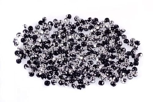 120pcs Feuerpolierte facettierte Perlen rund 2 mm, Schwarzkristall Silber Halbbeschichtung (23980-27001), Böhmisches Kristall Glas, Tschechien 15119001 Fire Polished Faceted Beads Round von Bohemia Crystal Valley