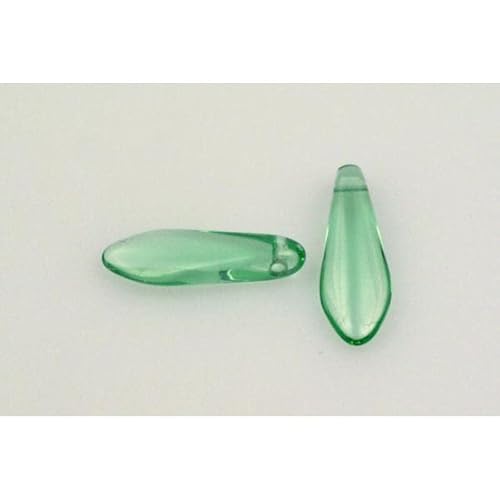 150pcs Dolchperlen 6 x 16 mm, Transparent grün (50520), Böhmisches Kristall Glas, Tschechien 11169014 Großhandlespackung Dagger Beads von Bohemia Crystal Valley