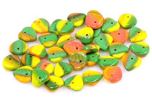 150pcs Herzblattperlen 9 mm, Mixed Colors Spring, Böhmisches Kristall Glas, Tschechien 11100074 Großhandlespackung Heart Leaf Beads von Bohemia Crystal Valley