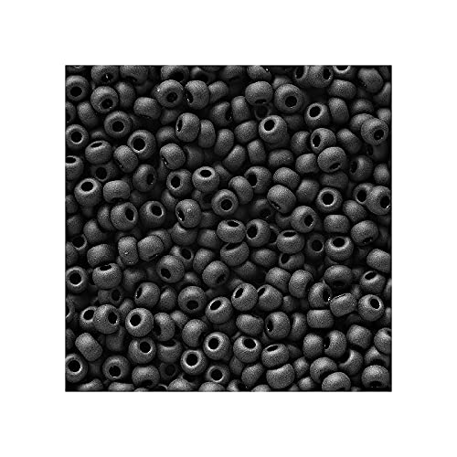 20 g Rocailles PRECIOSA seed beads, 10/0 (approx. 2.3 mm) black matte (Rocailles Preciosa-Samenperlen Schwarz matt) von Bohemia Crystal Valley
