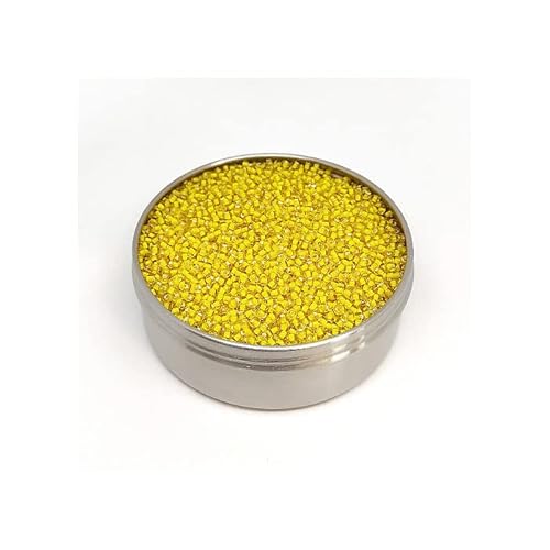 20 g Rocailles PRECIOSA seed beads, 6/0 (approx. 4 mm) Yellow White lined (Rocailles preciosa Samenperlen) von Bohemia Crystal Valley