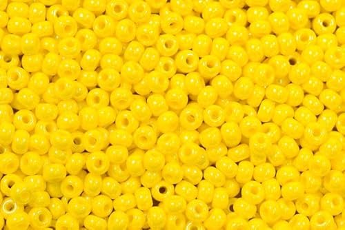 20g (1292 pcs) Round Rocailles Glass Seed Beads Preciosa Ornela 9/0, 2.4-2.8 mm (0.09-0.11 inches), opaque yellow "limon", sfinx (88130) von Bohemia Crystal Valley