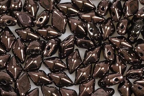 20pcs Diamonduo 2-Loch-Perlen Rhombus Gemduo 5 x 8 mm, Schwarz lila (23980-15726), Böhmisches Kristall Glas, Tschechien 11109025 DiamonDuo 2-hole Beads Rhombus Gemduo von Bohemia Crystal Valley