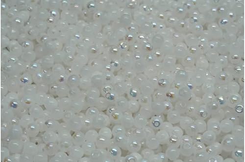 230 gr (approx. 5708 pcs) - Runde Drucker mit gepressten Perlen - Round Druck Pressed Beads 3x3mm, Czech Glass, White Ab (02010-28701) von Bohemia Crystal Valley
