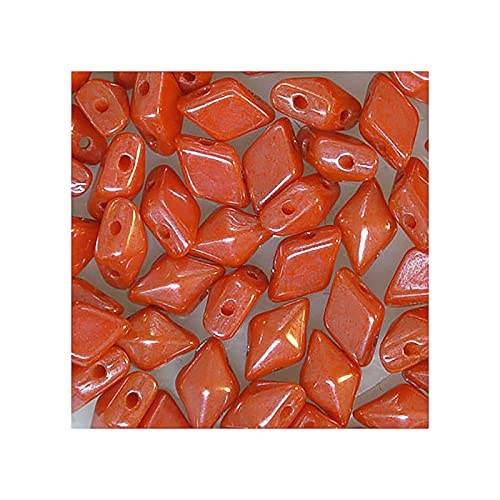 24 stk DIAMONDUO glass two-hole beads rhombus gemduo, 5 x 8 mm Coral Hematite (Diamonduo-Glas Zwei-Loch-Perlen Rhombus GEMDUO Korallenhämatit) von Bohemia Crystal Valley