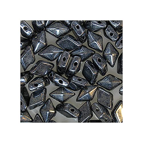 24 stk DIAMONDUO glass two-hole beads rhombus gemduo, 5 x 8 mm Hematite (Diamonduo-Glas Zwei-Loch-Perlen Rhombus GEMDUO Hematit) von Bohemia Crystal Valley