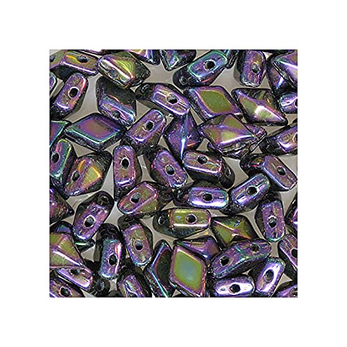 24 stk DIAMONDUO glass two-hole beads rhombus gemduo, 5 x 8 mm Purple Iris (Diamonduo-Glas Zwei-Loch-Perlen Rhombus GEMDUO Lila Iris) von Bohemia Crystal Valley