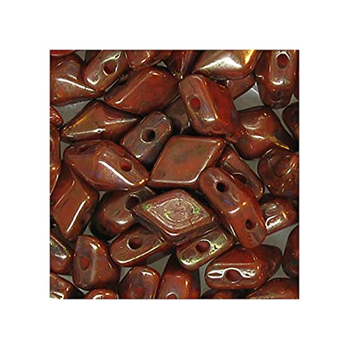 24 stk DIAMONDUO glass two-hole beads rhombus gemduo, 5 x 8 mm Red Brown (Diamonduo-Glas Zwei-Loch-Perlen Rhombus GEMDUO Rotbraun) von Bohemia Crystal Valley