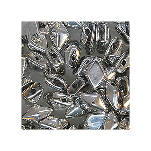 24 stk DIAMONDUO glass two-hole beads rhombus gemduo, 5 x 8 mm Silver (Diamonduo-Glas Zwei-Loch-Perlen Rhombus GEMDUO Silber) von Bohemia Crystal Valley