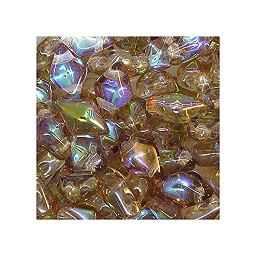 24 stk DIAMONDUO glass two-hole beads rhombus gemduo, 5 x 8 mm Topaz Coatings (Diamonduo-Glas Zwei-Loch-Perlen Rhombus GEMDUO Topas) von Bohemia Crystal Valley