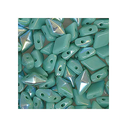 24 stk DIAMONDUO glass two-hole beads rhombus gemduo, 5 x 8 mm Turquoise AB (Diamonduo-Glas Zwei-Loch-Perlen Rhombus GEMDUO Türkis AB.) von Bohemia Crystal Valley