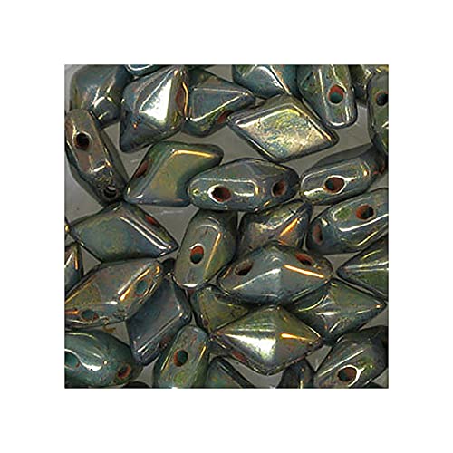 24 stk DIAMONDUO glass two-hole beads rhombus gemduo, 5 x 8 mm Turquoise Bronze (Diamonduo-Glas Zwei-Loch-Perlen Rhombus GEMDUO Türkisbronze) von Bohemia Crystal Valley