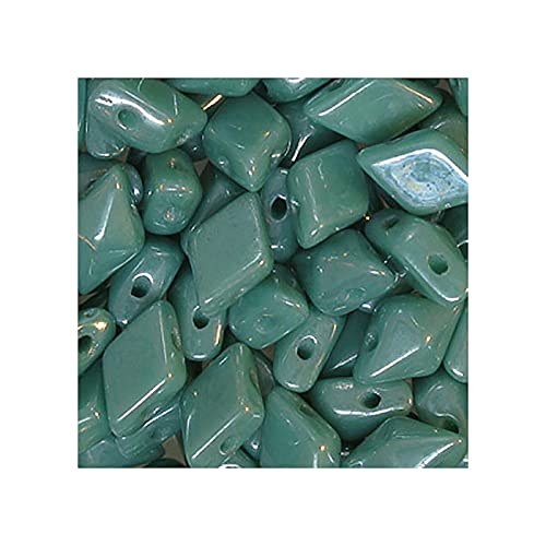 24 stk DIAMONDUO glass two-hole beads rhombus gemduo, 5 x 8 mm Turquoise Hematite (Diamonduo-Glas Zwei-Loch-Perlen Rhombus GEMDUO Türkishämiter) von Bohemia Crystal Valley