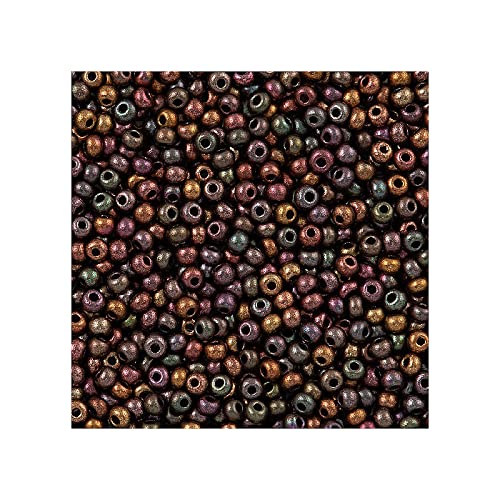 250 g Rocailles PRECIOSA seed beads, 10/0 (approx. 2.3 mm) mix of metallic colours dyed (Rocailles Preciosa-Samenperlen Kupfergrün lila Gold gefärbt) von Bohemia Crystal Valley