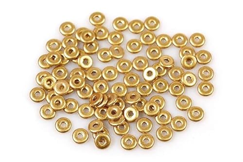 300pcs Demi Round O-Bead Circular Spacer Perlen 4 mm, Aztek blass Gold (1710), Böhmisches Kristall Glas, Tschechien 11144003 Großhandlespackung Demi Round O-bead Circular Spacer Beads von Bohemia Crystal Valley