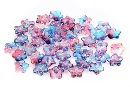 300pcs Drückte Perlenblume 8 mm, Kristallblau-rot transparent gefärbt (30-48013), Böhmisches Kristall Glas, Tschechien 11174210 Großhandlespackung Pressed Beads Flower von Bohemia Crystal Valley