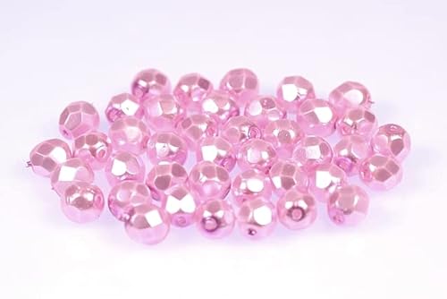 300pcs Feuerpolierte facettierte Perlen rund 6 mm, Kreide weiß 70475 (3000-70475), Böhmisches Kristall Glas, Tschechien 15119001 Großhandlespackung Fire Polished Faceted Beads Round von Bohemia Crystal Valley