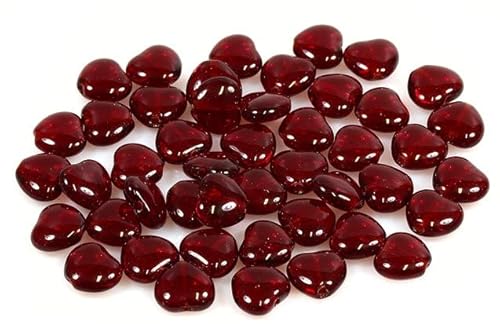 30pcs Herzperlen 8 x 8 mm, Transparent rot (90110), Böhmisches Kristall Glas, Tschechien 11179001 Heart Beads von Bohemia Crystal Valley