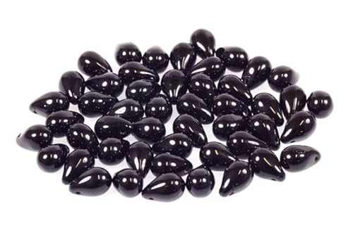 30pcs Perlen fallen 6 x 9 mm, Schwarz (23980), Böhmisches Kristall Glas, Tschechien 11169206 Drop Beads von Bohemia Crystal Valley