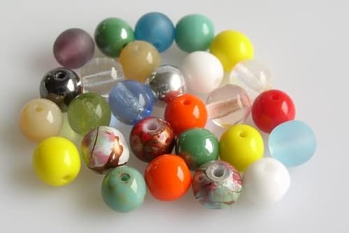 30pcs Runde gepresste Perlen 6 mm, Gemischte Farben (Mix), Böhmisches Kristall Glas, Tschechien 11119001 Round Pressed Beads von Bohemia Crystal Valley