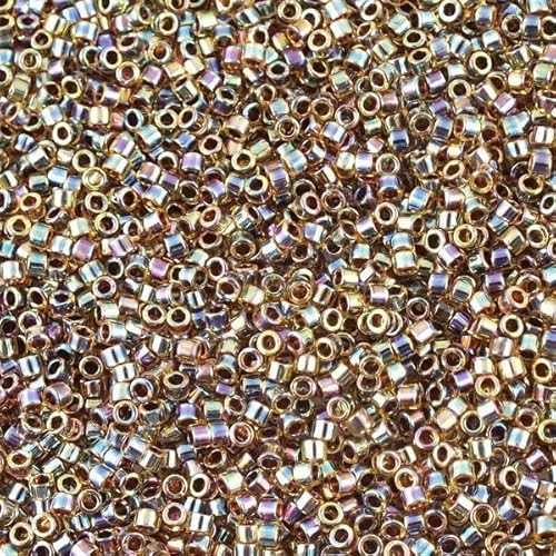 5 g Miyuki DELICA Seed Beads Rocailles, size 11/0, Inside Dyed Root Beer Amber Ab (# DB0087), Japan, Glass von Bohemia Crystal Valley