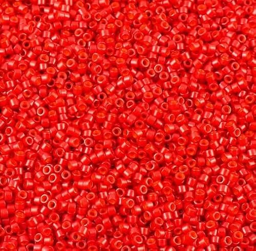 5 g Miyuki DELICA Seed Beads Rocailles, size 11/0, Opaque Red Dyed (# DB0791), Japan, Glass von Bohemia Crystal Valley