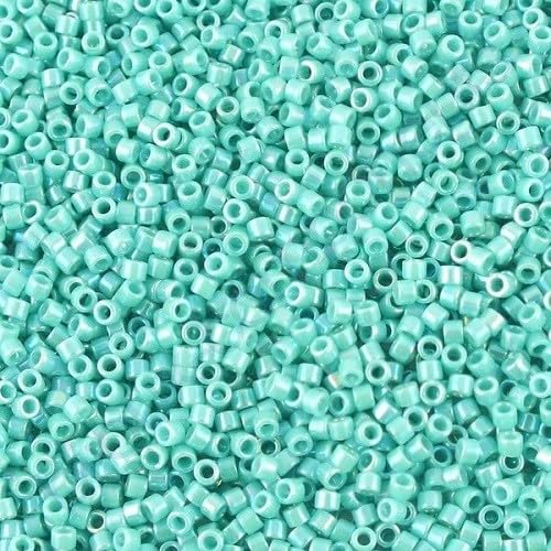 5 g Miyuki DELICA Seed Beads Rocailles, size 11/0, Opaque Turquoise Ab (# DB0166), Japan, Glass von Bohemia Crystal Valley