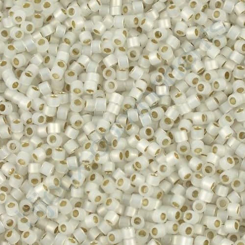 5 g Miyuki DELICA Seed Beads Rocailles, size 11/0, Silver Lined Opal (# DB0221), Japan, Glass von Bohemia Crystal Valley