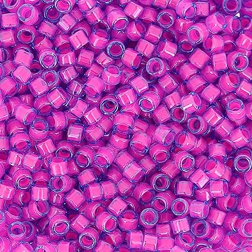 5 g Miyuki DELICA Seed Beads Rocailles, size 11/0, Luminous Hot Pink (# DB2049), Japan, Glass von Bohemia Crystal Valley