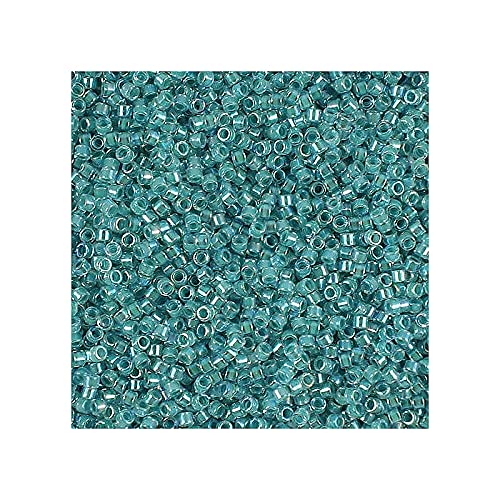 5 g Miyuki Delica Rocailles Seed Beads, 11/0 (1.6 mm) Inside Dyed Green Turquoise AB (Miyuki Delica Rocailles Samenperlen Grüner Türkis AB.) von Bohemia Crystal Valley