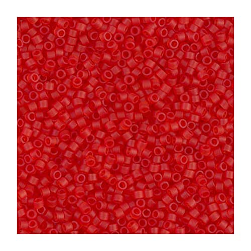 5 g Miyuki Delica Rocailles Seed Beads, 11/0 (1.6 mm) Matt Transparent Red Orange (DB0745) (Miyuki Delica Rocailles Samenperlen Rot orange) von Bohemia Crystal Valley