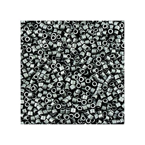 5 g Miyuki Delica Rocailles Seed Beads, 11/0 (1.6 mm) Matte Metallic Charcoal Gray (Miyuki Delica Rocailles Samenperlen Grau matt metallic) von Bohemia Crystal Valley