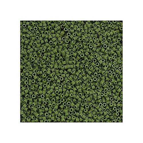 5 g Miyuki Delica Rocailles Seed Beads, 11/0 (1.6 mm) Matte Opaque Olive Green (Miyuki Delica Rocailles Samenperlen Olive Green Matt) von Bohemia Crystal Valley