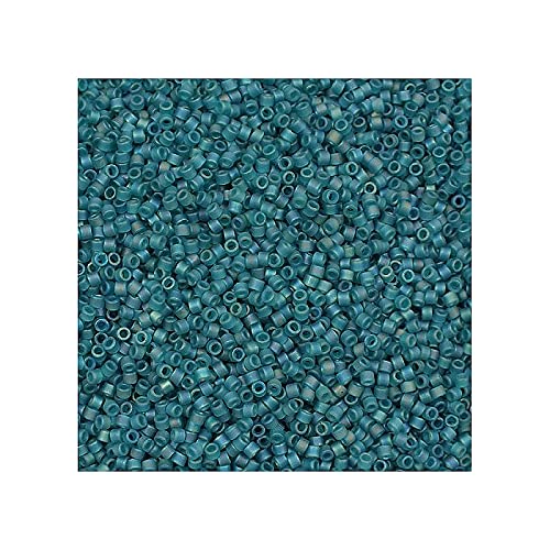 5 g Miyuki Delica Rocailles Seed Beads, 11/0 (1.6 mm) Matte Transp.Teal AB (Miyuki Delica Rocailles Samenperlen Teal Matt AB.) von Bohemia Crystal Valley