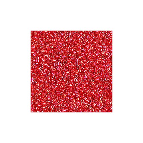 5 g Miyuki Delica Rocailles Seed Beads, 11/0 (1.6 mm) Opaque Coral AB (Miyuki Delica Rocailles Samenperlen Opake Korallen AB.) von Bohemia Crystal Valley