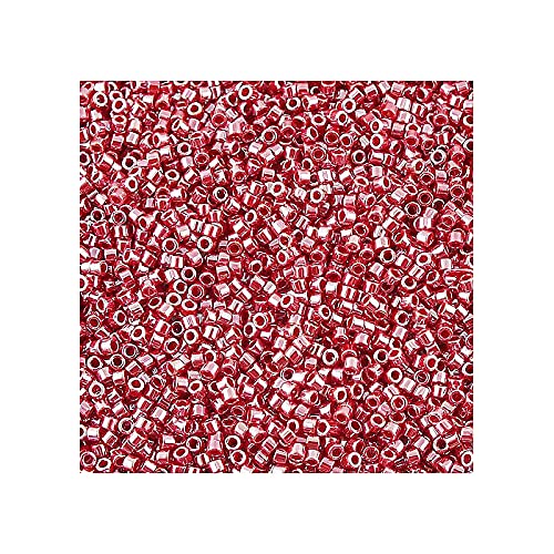 5 g Miyuki Delica Rocailles Seed Beads, 11/0 (1.6 mm) Opaque Luster Dark Red (Miyuki Delica Rocailles Samenperlen Dunkelrot undurchlässiger Glanz) von Bohemia Crystal Valley