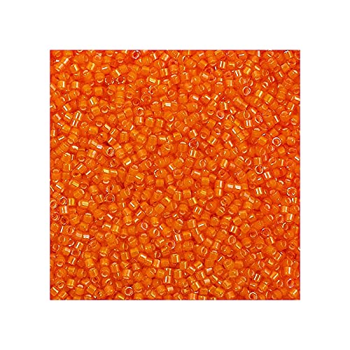 5 g Miyuki Delica Rocailles Seed Beads, 11/0 (1.6 mm) Orange Inside Dyed White AB (Miyuki Delica Rocailles Samenperlen Orange White AB) von Bohemia Crystal Valley