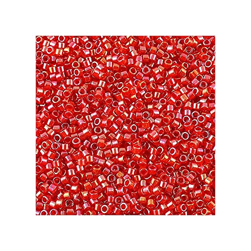 5 g Miyuki Delica Rocailles Seed Beads, 11/0 (1.6 mm) Red Inside Dyed Red AB (Miyuki Delica Rocailles Samenperlen Rot ab) von Bohemia Crystal Valley