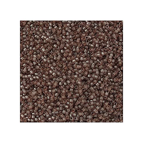 5 g Miyuki Delica Rocailles Seed Beads, 11/0 (1.6 mm) Semi Dyed Frosted Trans.Cinnamon (Miyuki Delica Rocailles Samenperlen Braun gelb) von Bohemia Crystal Valley