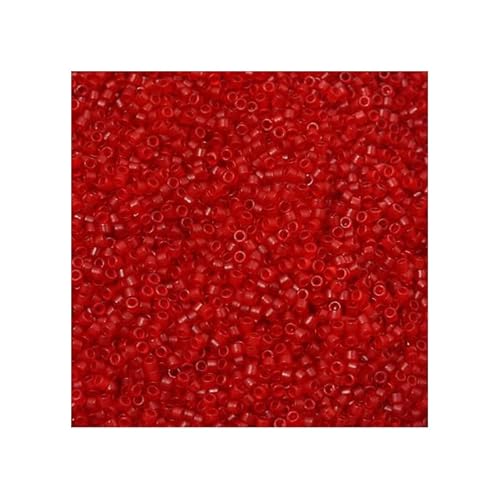 5 g Miyuki Delica Rocailles Seed Beads, 11/0 (1.6 mm) Semi-Matte Transparent Red Dyed (DB0774) (Miyuki Delica Rocailles Samenperlen Rot) von Bohemia Crystal Valley